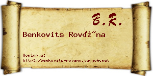 Benkovits Rovéna névjegykártya